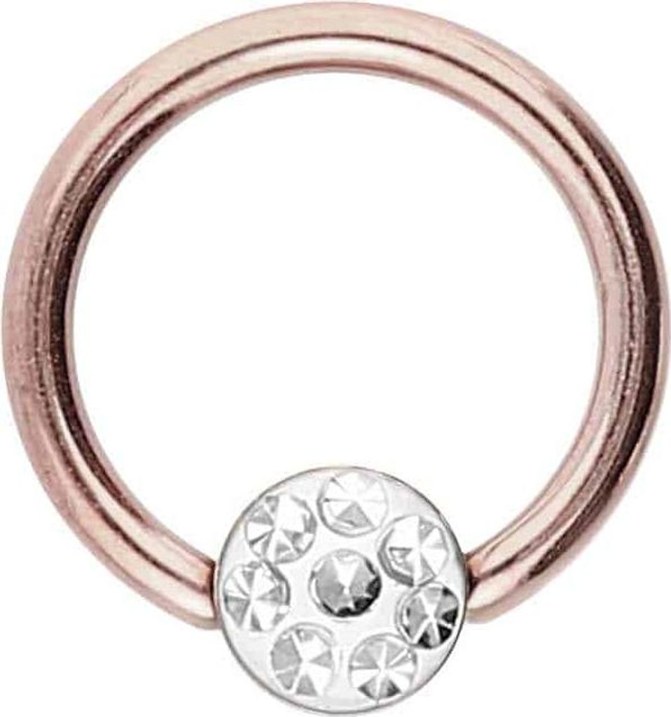 Intim-Piercing, Septum Piercing Chirurgenstahl Klemmkugelring EPOXY-DISC RoséGold Innendurchmesser: 8 mm