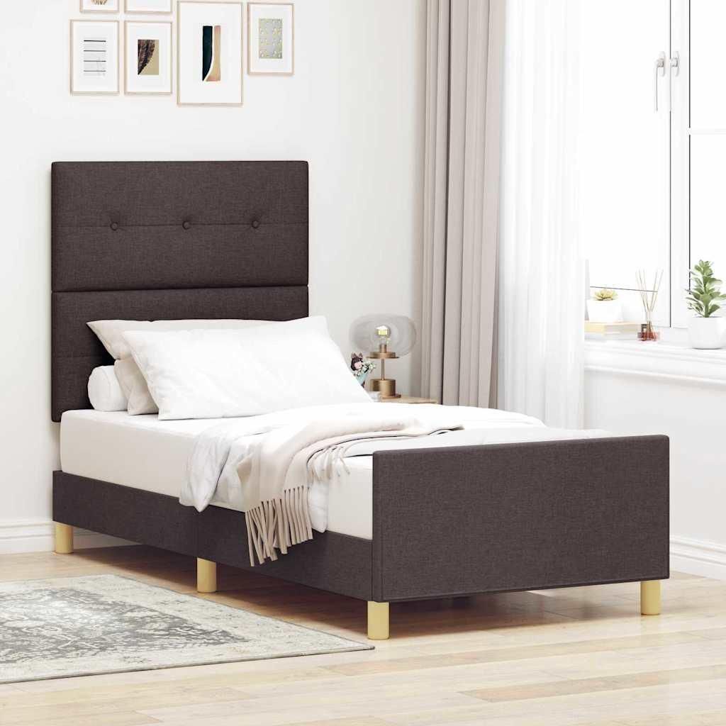 Maison Exclusive - Bettgestell mit Kopfteil Dunkelbraun 90 x 190 cm Stoff