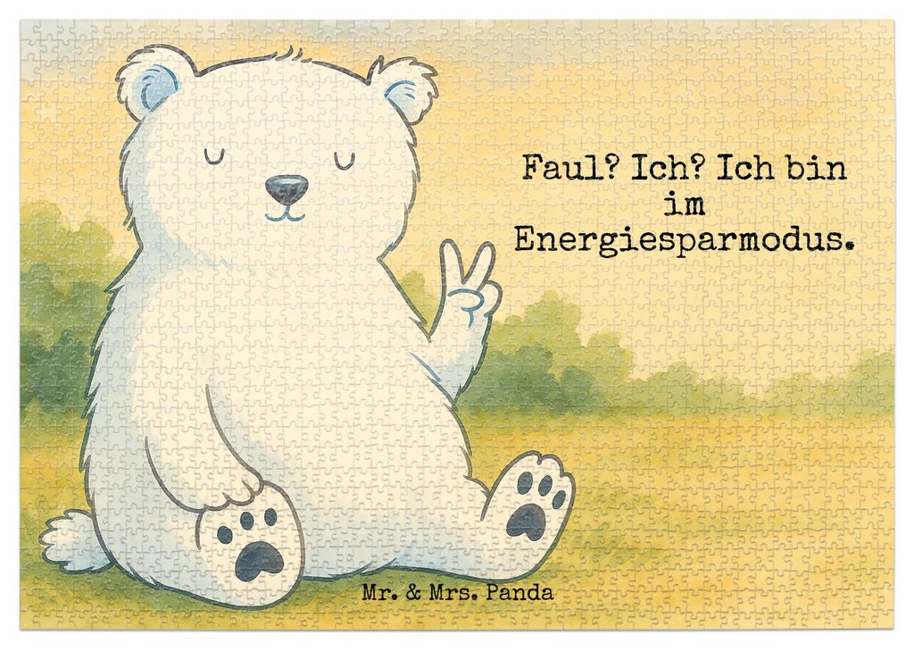 Mr. & Mrs. Panda Puzzle Eisbär Faul Design 1500 Teile - Weiß - Geschenk, 500, Arbeit, Bär, Büro, Teddy, Homeoffice, Nordpol, 1000, Puzzlespiel,...