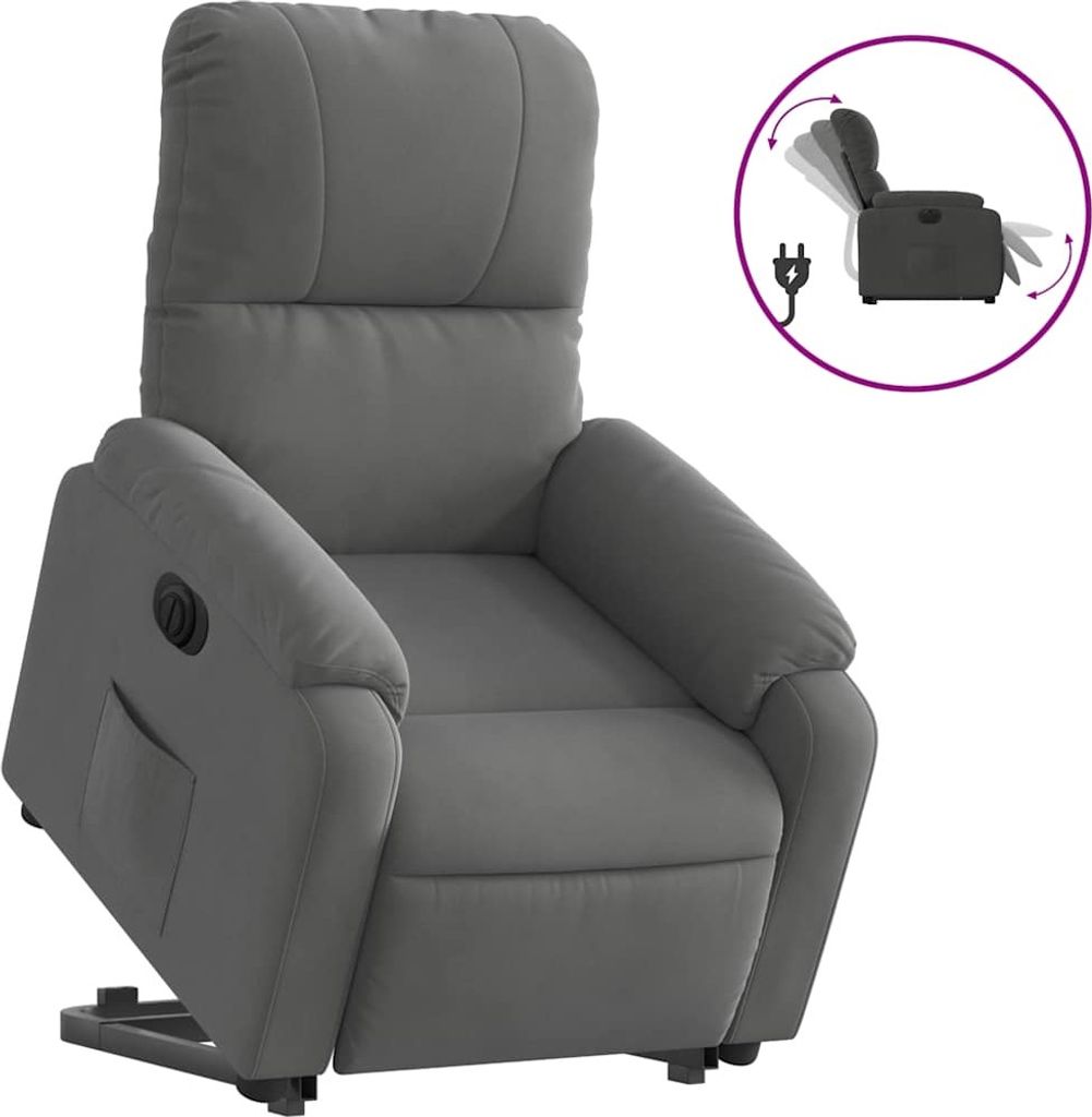 vidaXL Relaxsessel Aufstehhilfe Elektrisch Dunkelgrau Mikrofasergewebe
