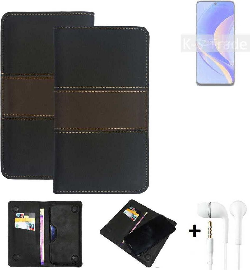 K-S-Trade Handyhülle + Kopfhörer kompatibel mit Huawei Enjoy 50 Pro Schutzhülle Walletcase Bookstyle Tasche Schutz Case Hülle Wallet Cover