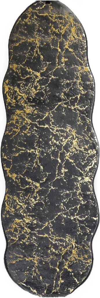Trendmax Badematte mit Marmormotiv Rutschfest Waschbar mit wellige Umrandung Grau/Gold