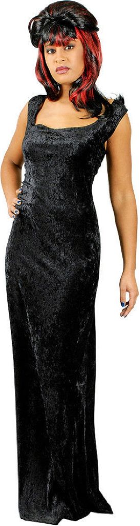 K31250421-36-38 schwarz Damen Kleid lang Vampirkleid Gr.36-38