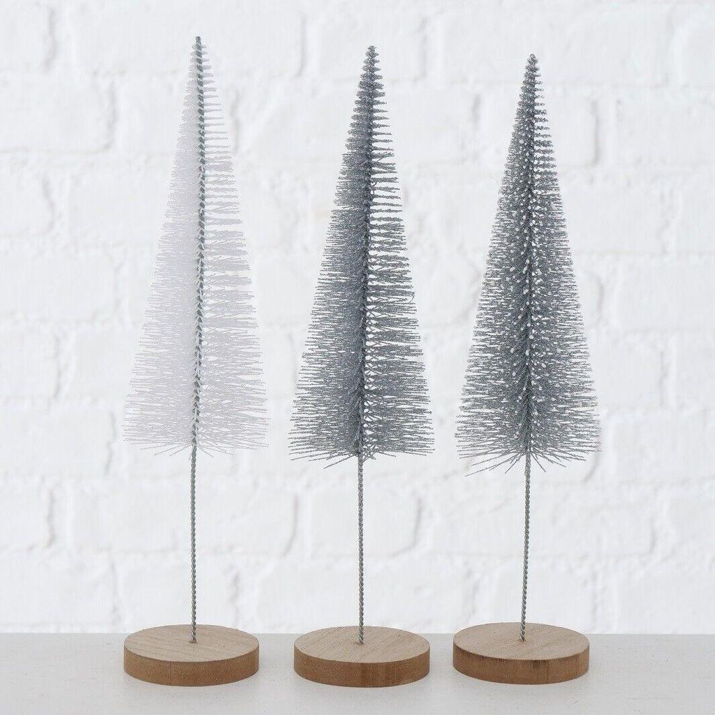Dekoaufsteller Tarvo Weihnachtsbaum H 30 cm weiß Kunststoff 3er Set