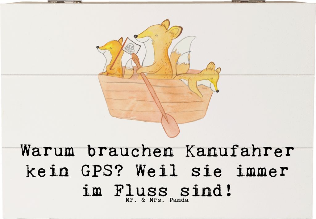 Mr. & Mrs. Panda Holzkiste Kanu Lebensweg 22 x 15 cm - Weiß - Geschenk, Abenteuer, Teamarbeit, Box, Truhe, Teamsport, Schatulle, Holztruhe, Sportl...