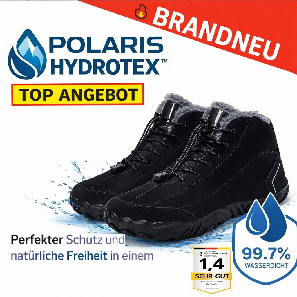 POLARIS HYDROTEX Winter Barfußschuhe mit warmem Fleecefutter wasserdicht Unisex: 44 / Nachtschwarz