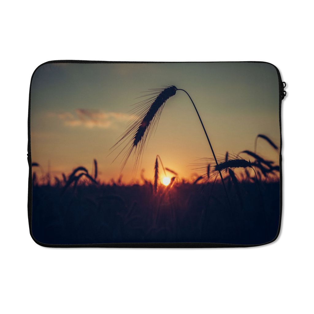 MuchoWow Laptop Hülle 13 Zoll Gras - Herbst - Sonnenuntergang - Jahreszeiten - Landschaft Laptoptasche - Laptophülle - Sleeve - Rundumschutz