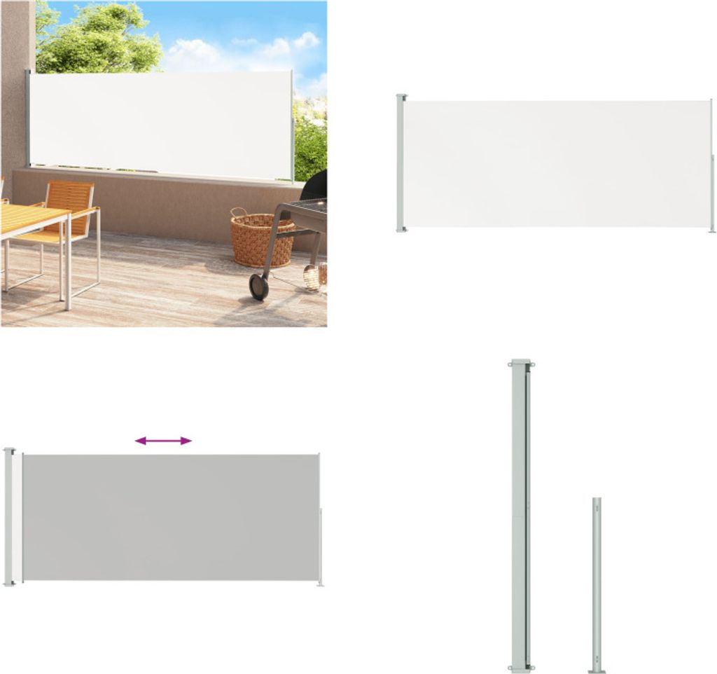 vidaXL Seitenmarkise Ausziehbar 200x500 cm Creme - Seitenmarkise - Seitenmarkisen - Terrasse Sonnenschutz - Terrasse Sonnenschutze