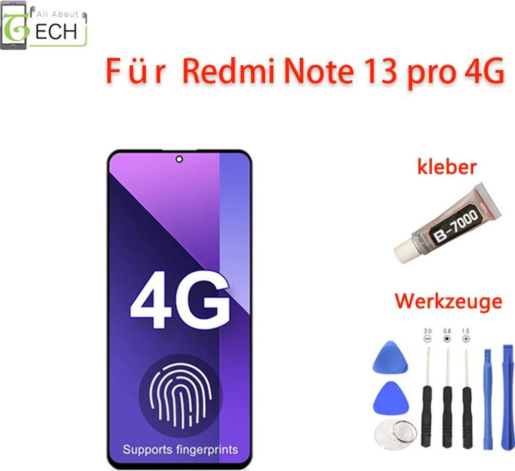 Für Xiaomi Redmi Note 13 Pro 4G 23117RA68G LCD Display (OLED) Bildschirm Touchscreen
