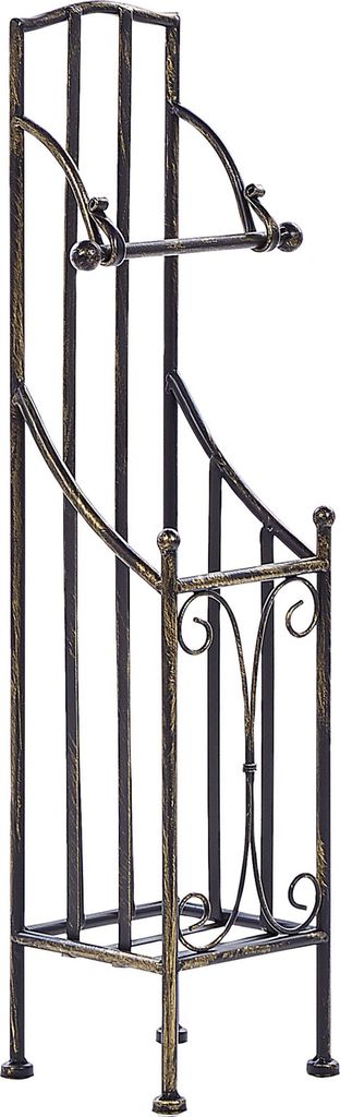 BELIANI Toilettenpapierständer Schwarz Metall Antik Optik Vintage Retro freistehend Gäste-WC Badezimmer Bad Ausstattung Accessoires WC Garnitur M...