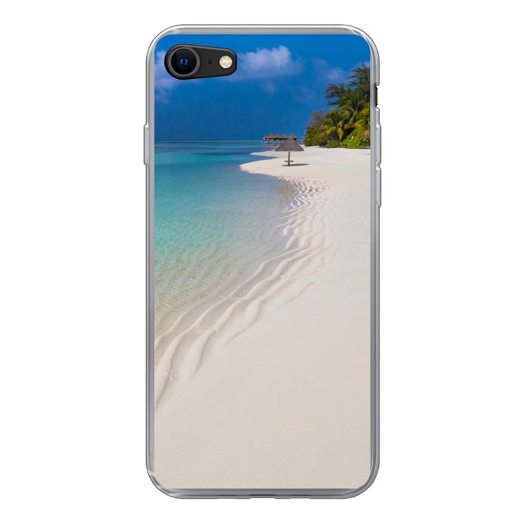 MuchoWow Handyhülle Schutzhülle Hülle für iPhone SE 2022 Meer - Strand - Sommer Silikon Softcase Handy Hülle - Schutzhülle