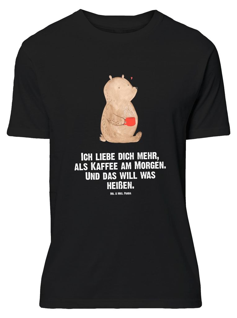Mr. & Mrs. Panda T-Shirt Bär Morgenkaffee - Schwarz - Geschenk, Valentinstag, in Übergröße, Oversize Shirt, für Partner, Tshirt, Frauen, Freun...