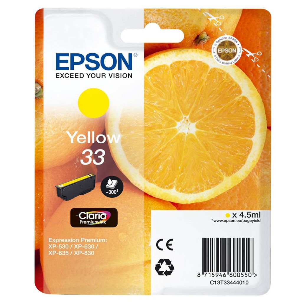 Epson Tintenpatrone žltá Claria Premium 33 T 3344 Obrázok produktu 