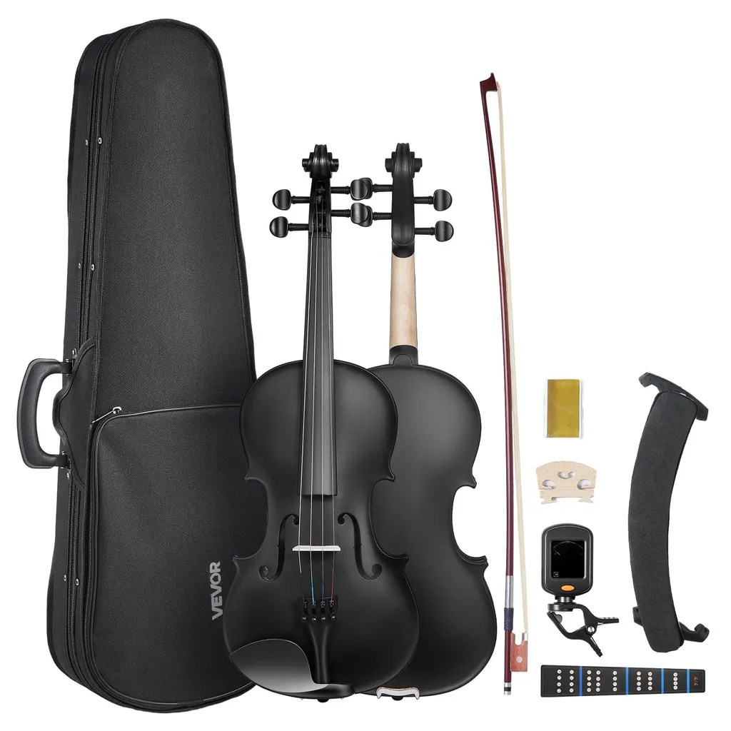 Violon 4/4 Acoustique Noir avec Accessoires pour Apprendre sans Contraintes