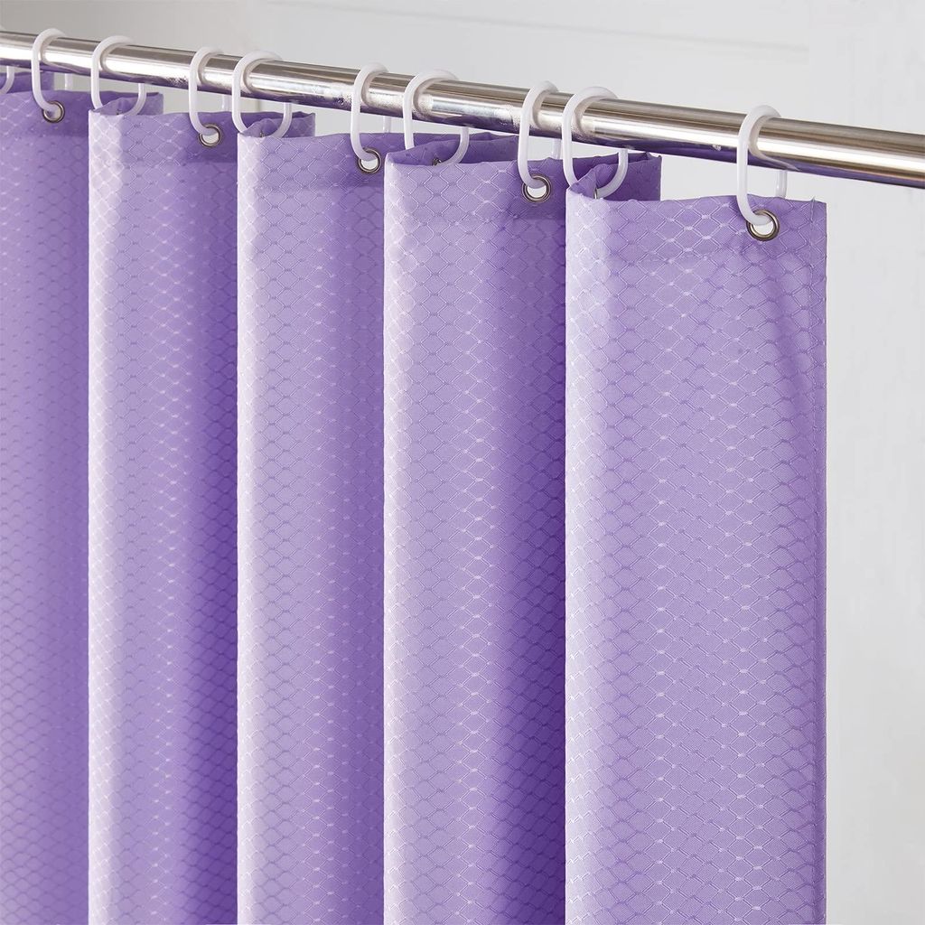 Extra langer Duschvorhang (180 x 240 cm) in Lila. Schwer gewebter Badezimmervorhang für Badewanne und Duschwanne. Wasserdicht, waschbar, schimmelr...