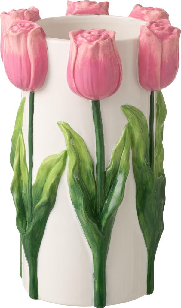 J-Line Vase Tulpe Keramik Weiß/Hellrosa Large