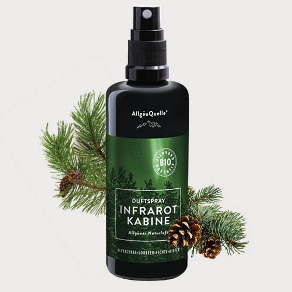 Infrarotkabinen-Spray Allgäuer Naturluft Raumduft mit Alpenzirbe, Lorbeer, Fichte und Kiefer