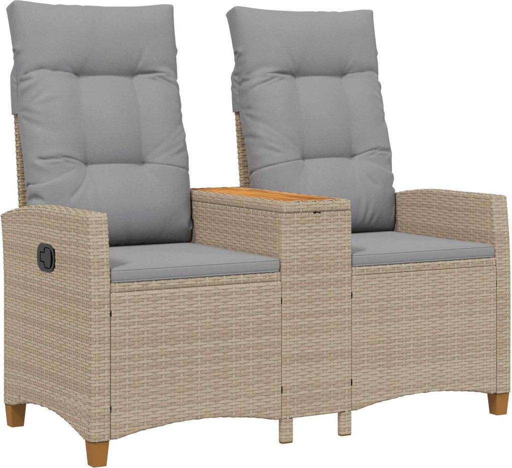 Liegebank mit Tisch Beige und Hellgrau 126 x 65 x 112 cm