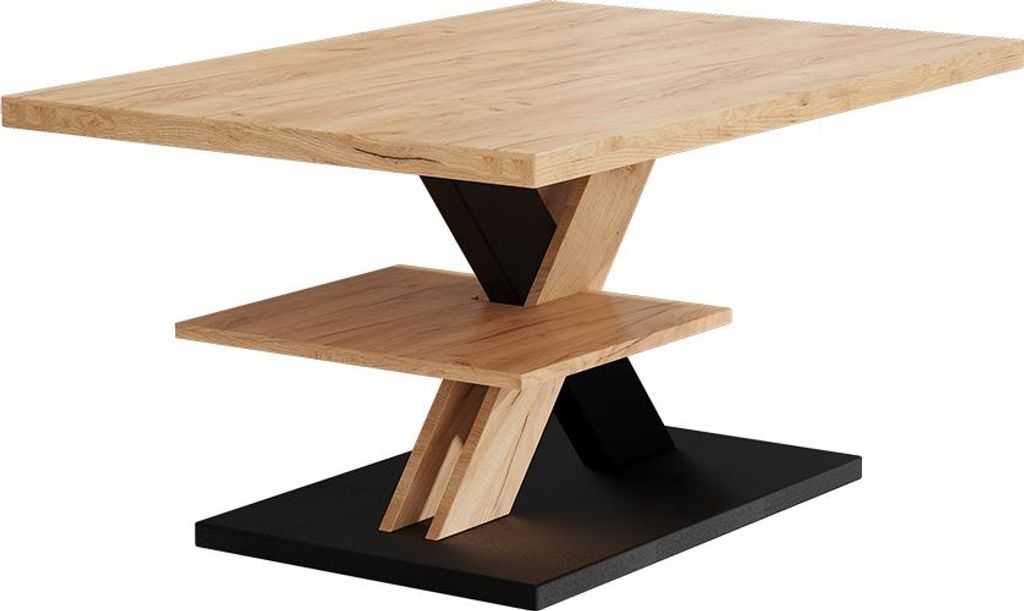 Couchtisch Vicco Arivo Schwarz 90 x 60 cm mit Ablage, Model 55342