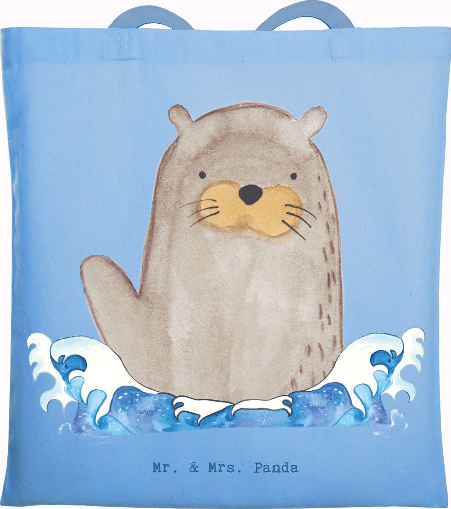 Mr. & Mrs. Panda Jutebeutel Schwimmlehrer Herz - Sky Blue - Geschenk, Schwimmkurs, Leben Retten, Schwimmabzeichen, Tasche, Schwimmschule, Seepferdc...