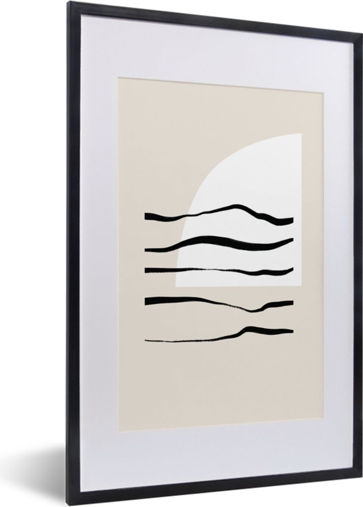 MuchoWow Gerahmtes Poster Abstrakt - Linie - Pastell 40x60 cm - Poster mit Schwarzem Bilderrahmen Wandposter Rahmen Foto Bilder - Poster in Rahmen