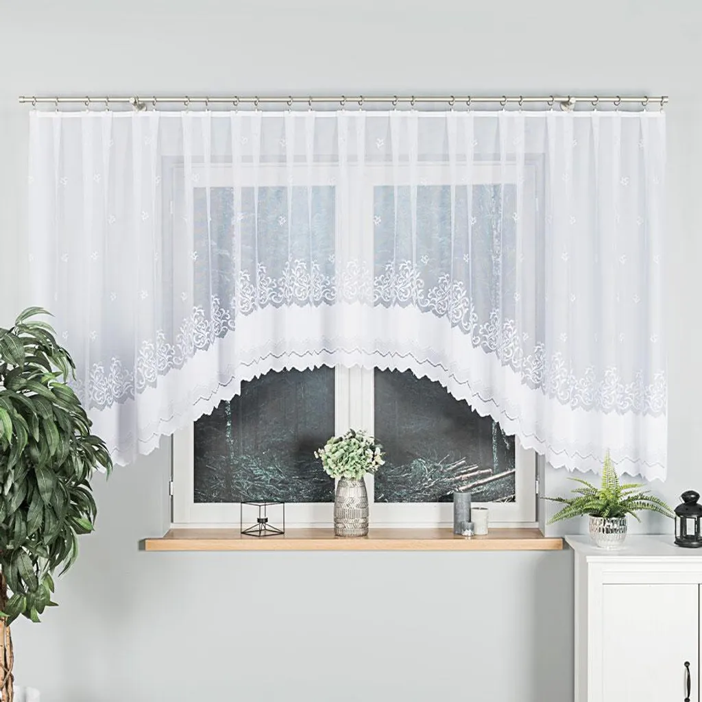 Rideau arqué blanc GENOWEFA 450x140 cm : gagnez en lumière et style