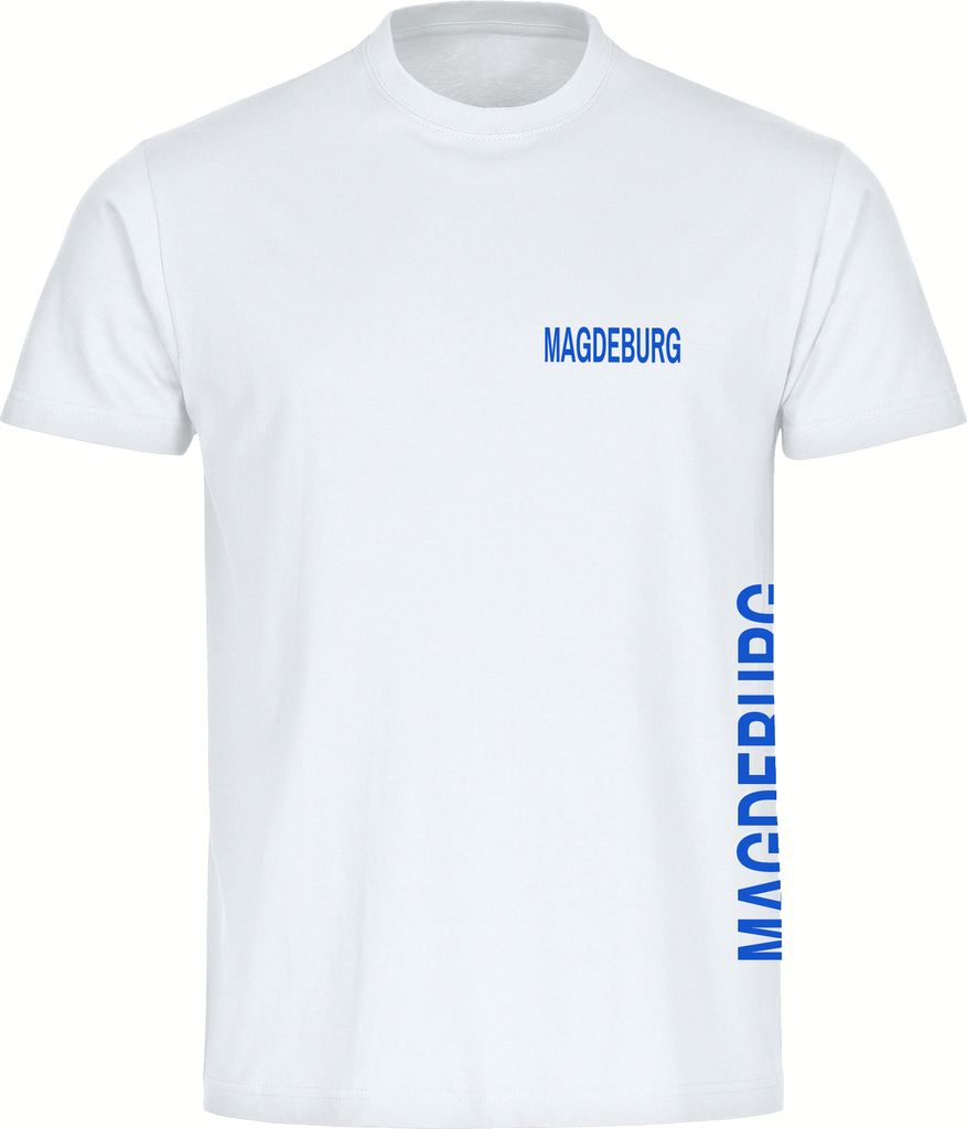 multifanshop Kinder T-Shirt - Magdeburg - Brust & Seite, weiß, Größe 152