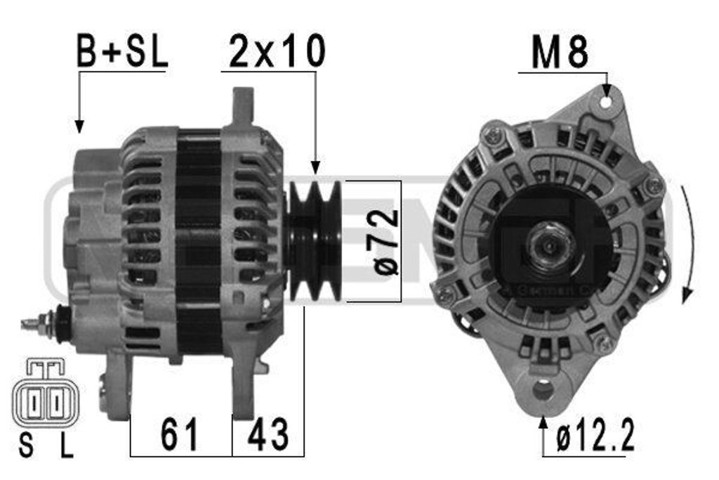 ERA 210950A Lichtmaschine Generator LiMa 120A 14V für MITSUBISHI PAJERO III (V7W, V6W) Pajero III SUV Cabrio (V6W, V7W) Pajero II (V30)