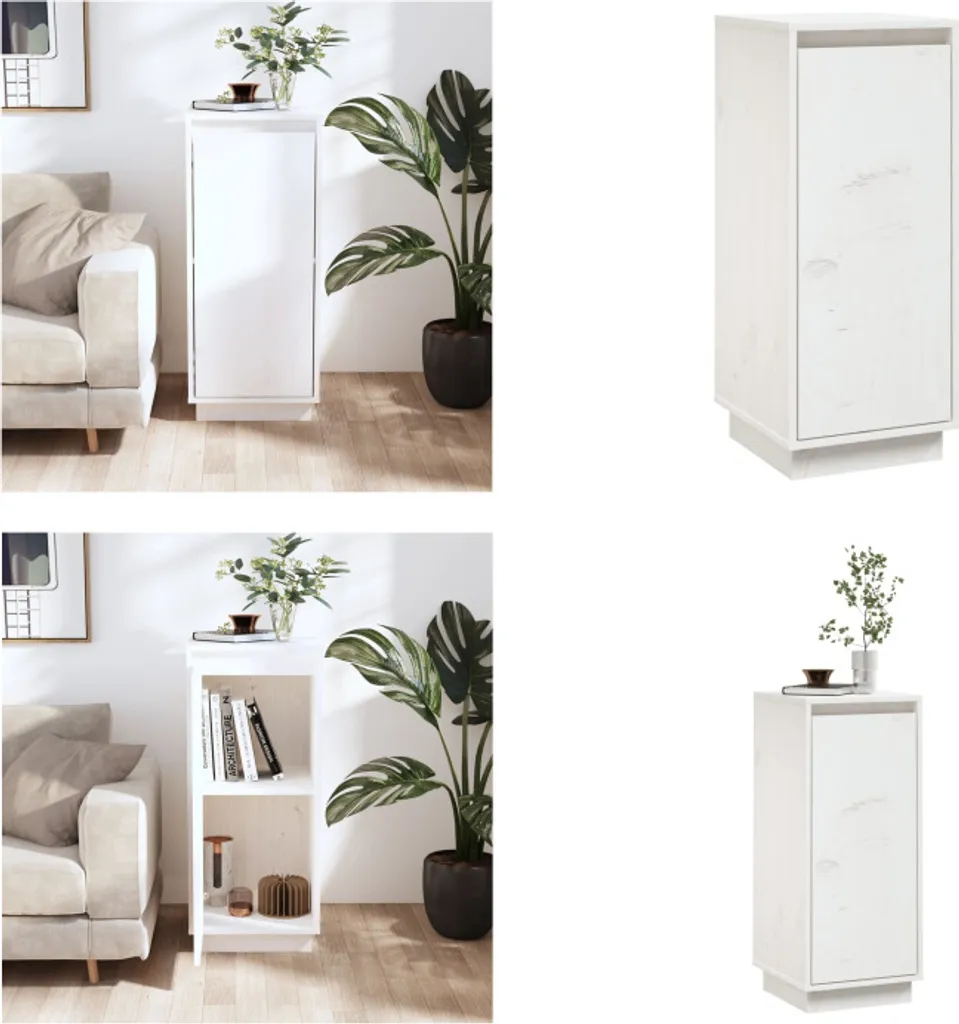 Mobile Archivio vidaXL Bianco 31,5x34x75 cm - Credenza in Pino