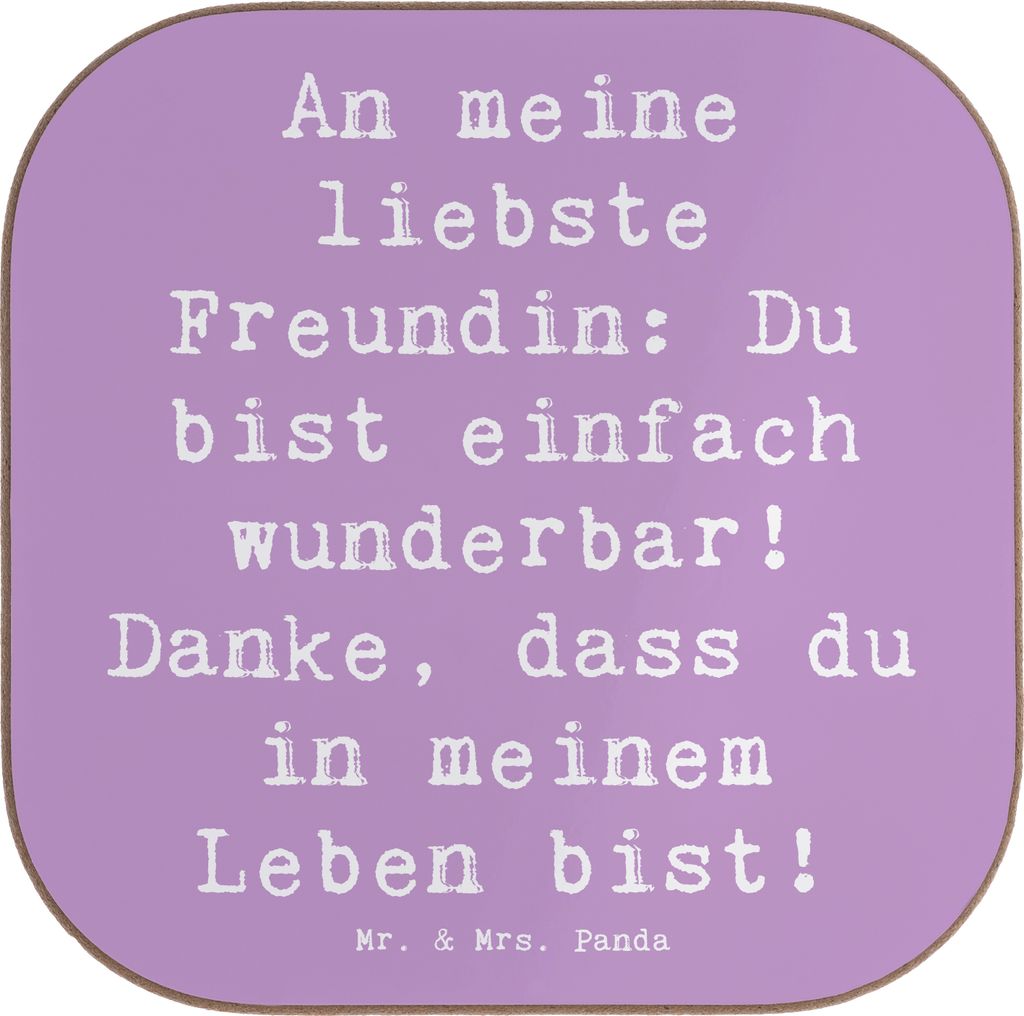 Mr. & Mrs. Panda Untersetzer für Gläser Spruch Liebste Freundin - Lavendeltraum - Geschenk, Tassen, besonderes, Danke, Coaster, Aufmerksamkeit, F...