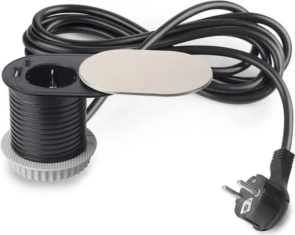 Bloc Prise Encastrable Plan de Travail Diamètre 60mm USB A+C Acier