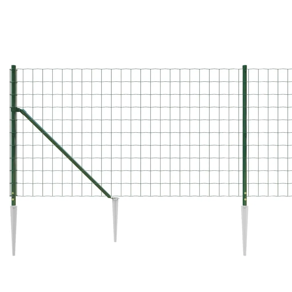 Rete Metallica per Animali e Orto vidaXL 1,1x10 m Verde con Pali - 5