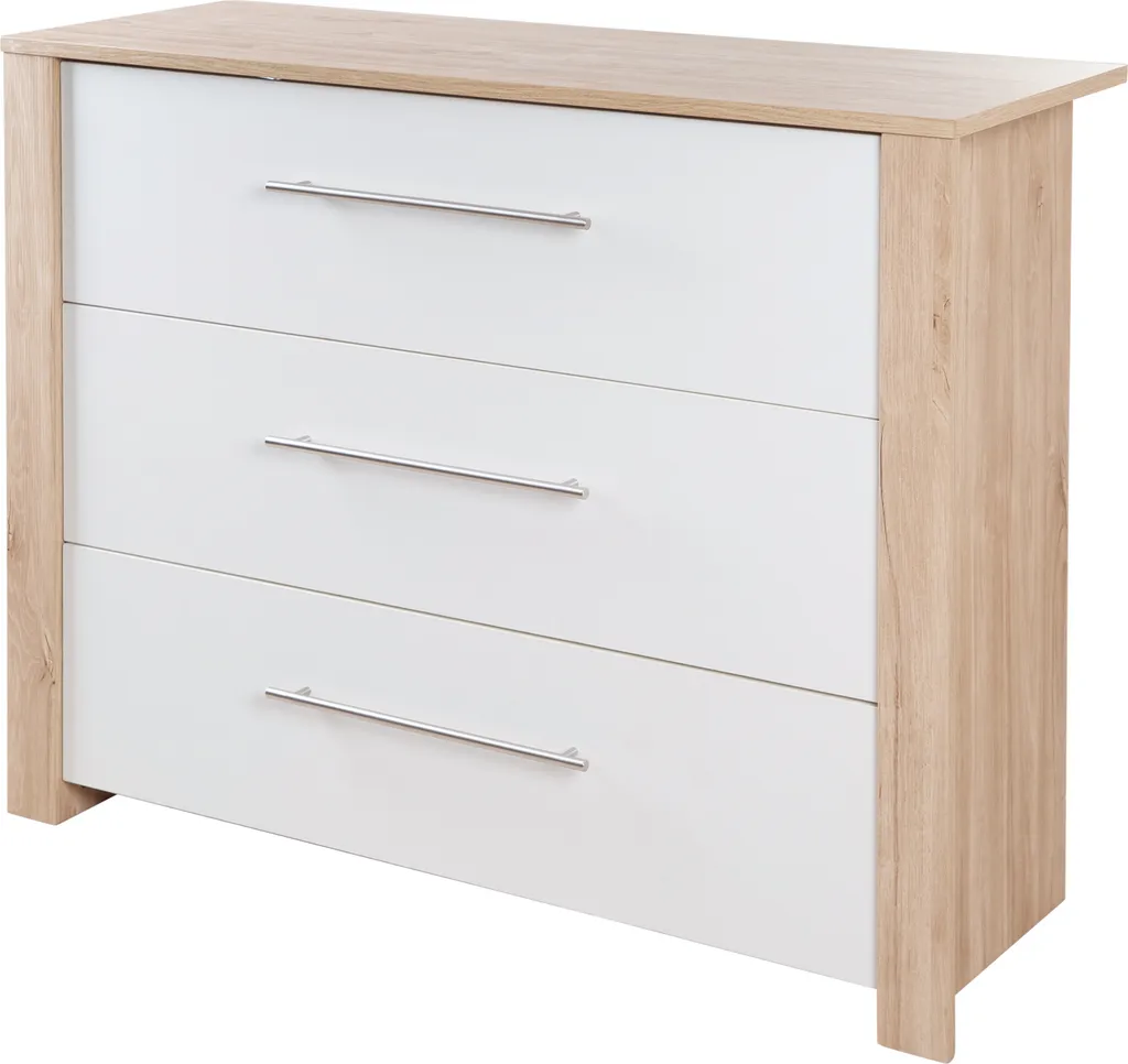 Table à langer roba Malo avec matelas amovible, 3 tiroirs, chêne Artisan