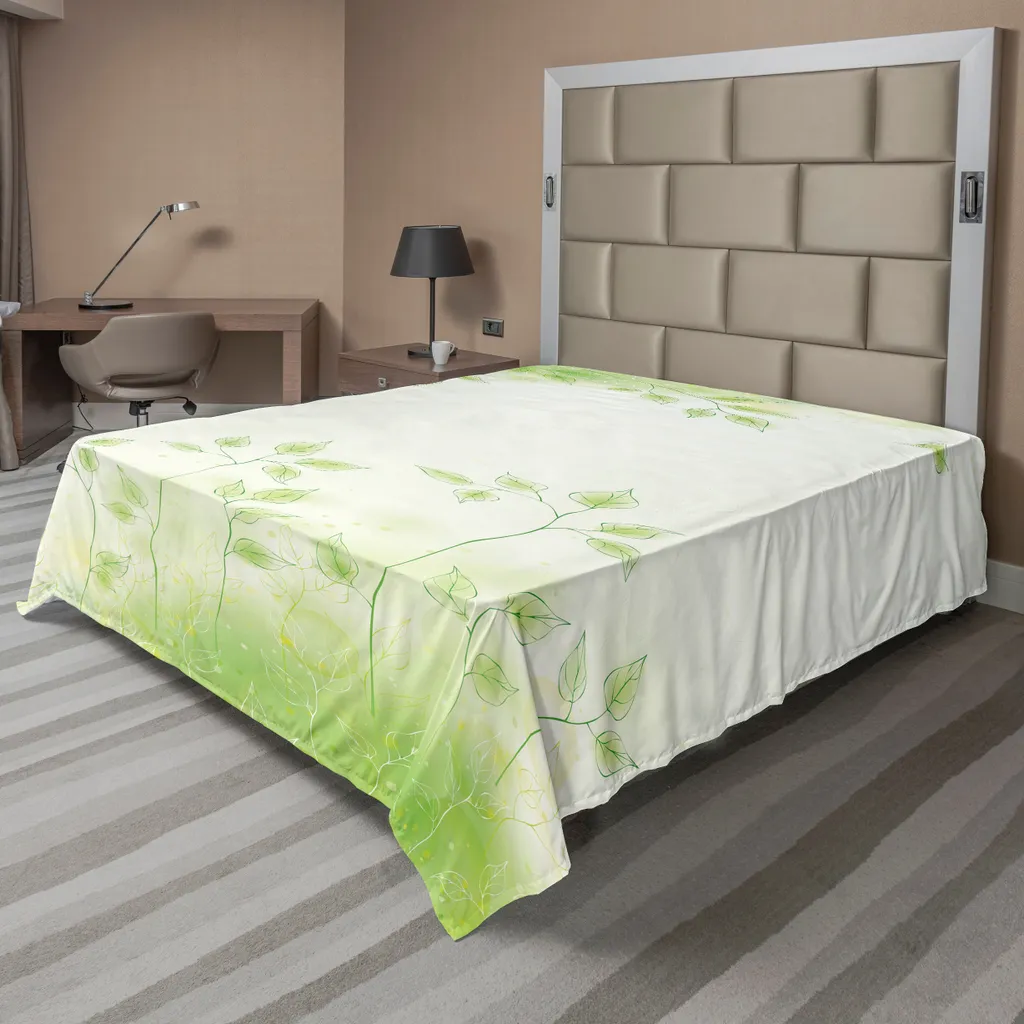 Drap de lit doux et confortable motif Feuillage Pastel Vert 275x260