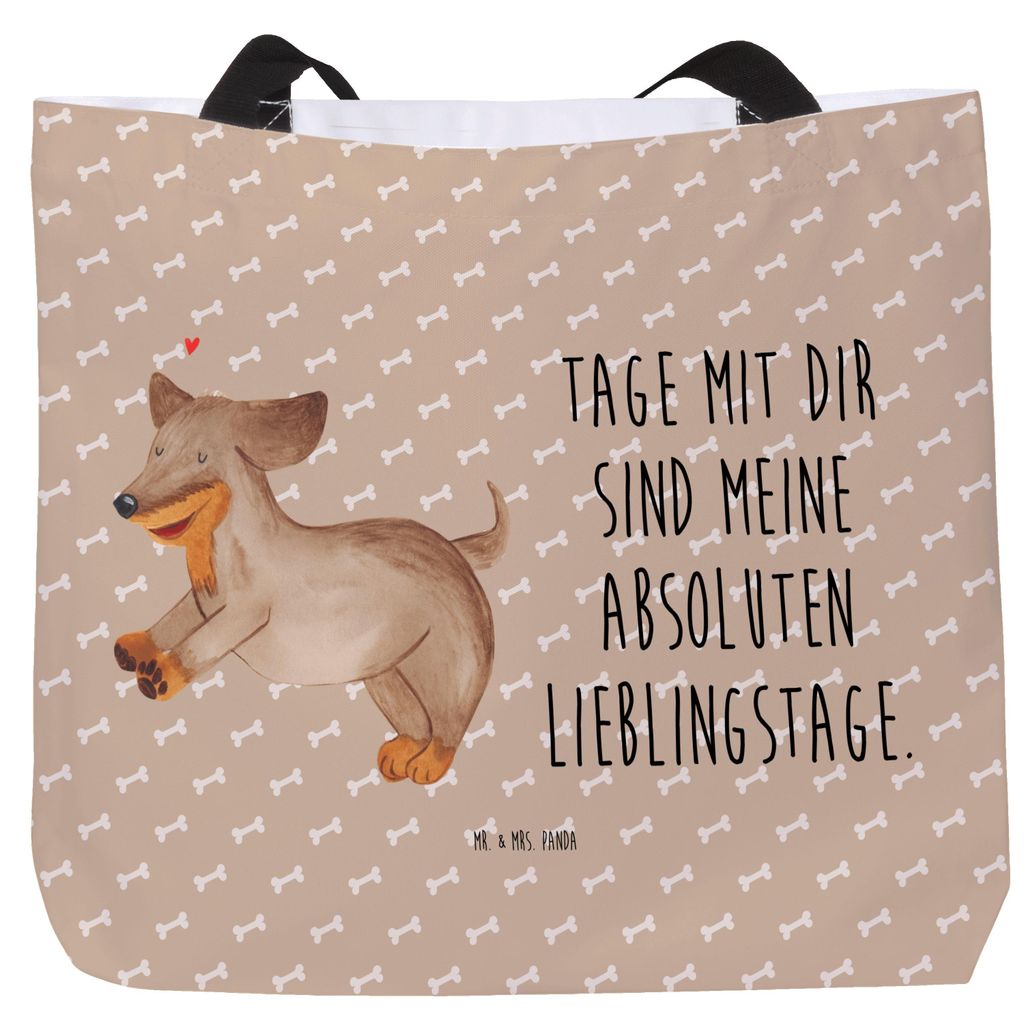 Mr. & Mrs. Panda Tote Bag Hund Dackel - Hundeglück - Geschenk, Laptoptasche, Reisetasche, Beutel, Herz, Hunderasse, Stoffbeutel, Dachshund, Tasche...