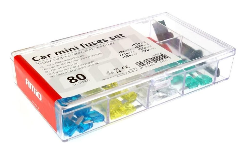 Set di fusibili piatti MINI 80 pezzi MIX AMIO-02225 per Immagine del prodotto 