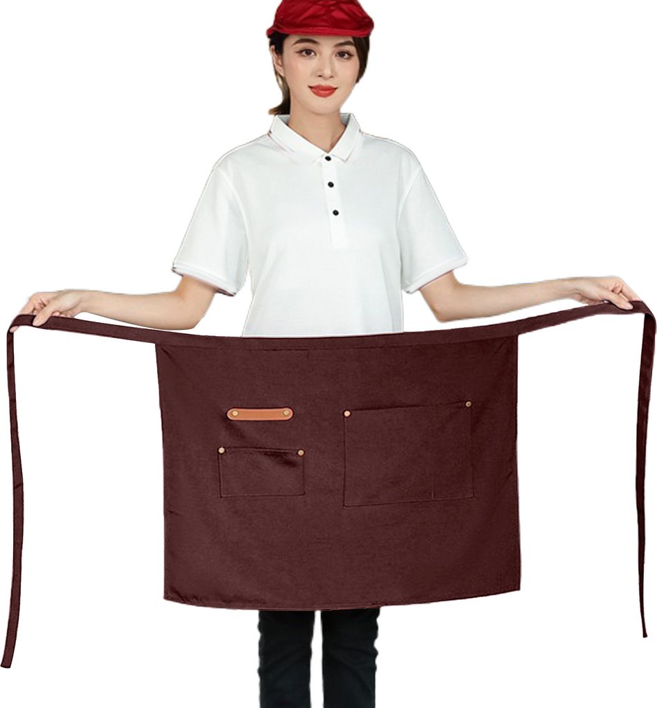 Halbschürze mit Taschen, wasserdichte Stoffschürze für Kellner, Köche, schmutzabweisend, einfarbig, Küchenschürze für Kellner für Männer u...