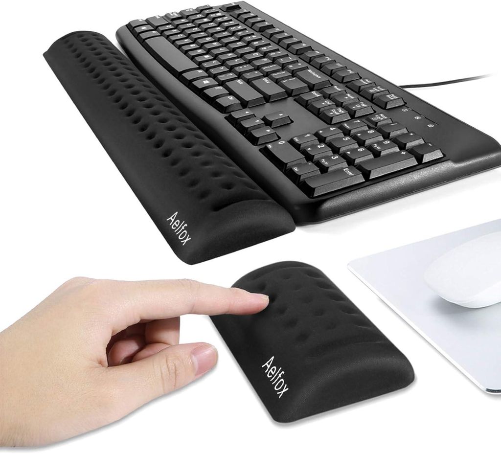 Aelfox Memory Foam Keyboard Handgelenk REST MOUSE Ergonomische Design Arm Desk Zubehör in Home Office School (schwarz)