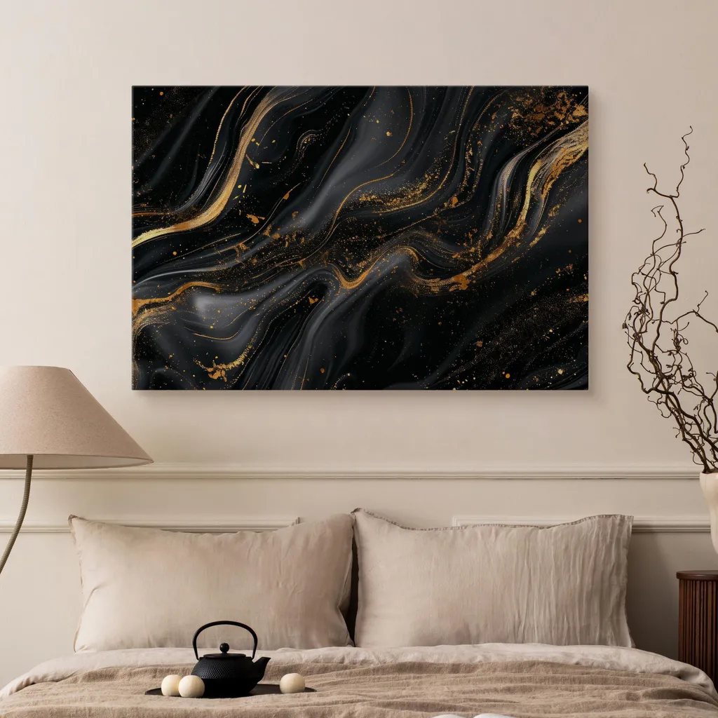 Quadro Su Tela Astratto Marmo 100x70 cm | Arredo Casa Glamour Muralo - 5
