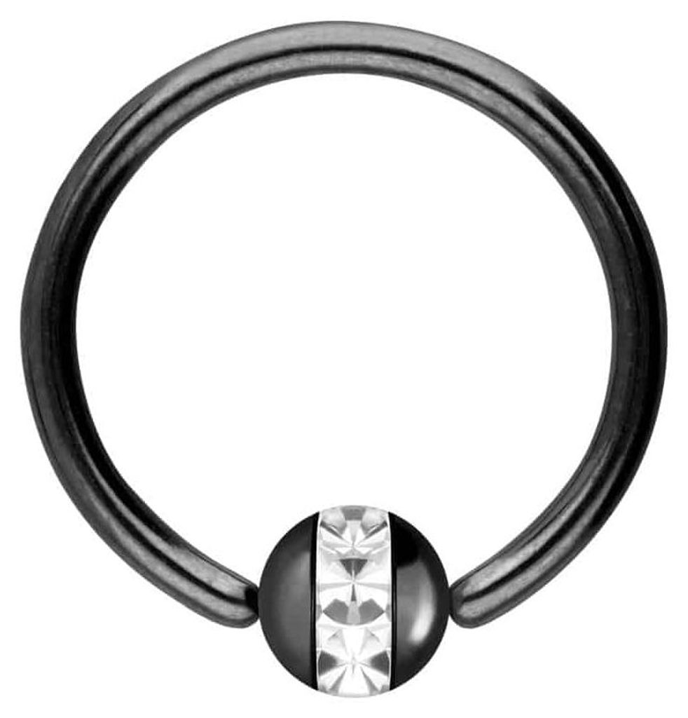 Intim-Piercing, Septum Piercing Chirurgenstahl Klemmkugelring EPOXY-RING-KUGEL Schwarz Innendurchmesser: 11mm | Kugelgröße: 4mm