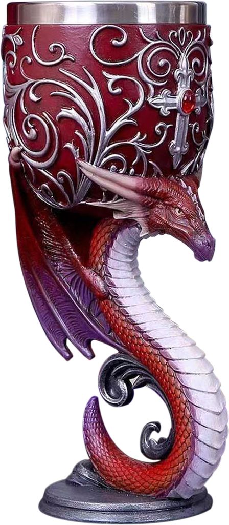 Drachen-Weinkelch, Katzen-Kelchbecher, Edelstahl, Kunstharz, gotisch-makaber, Halloween-Dekoration, Bar-Whisky-Cocktail-Trinkgläser für Bier, Wei...