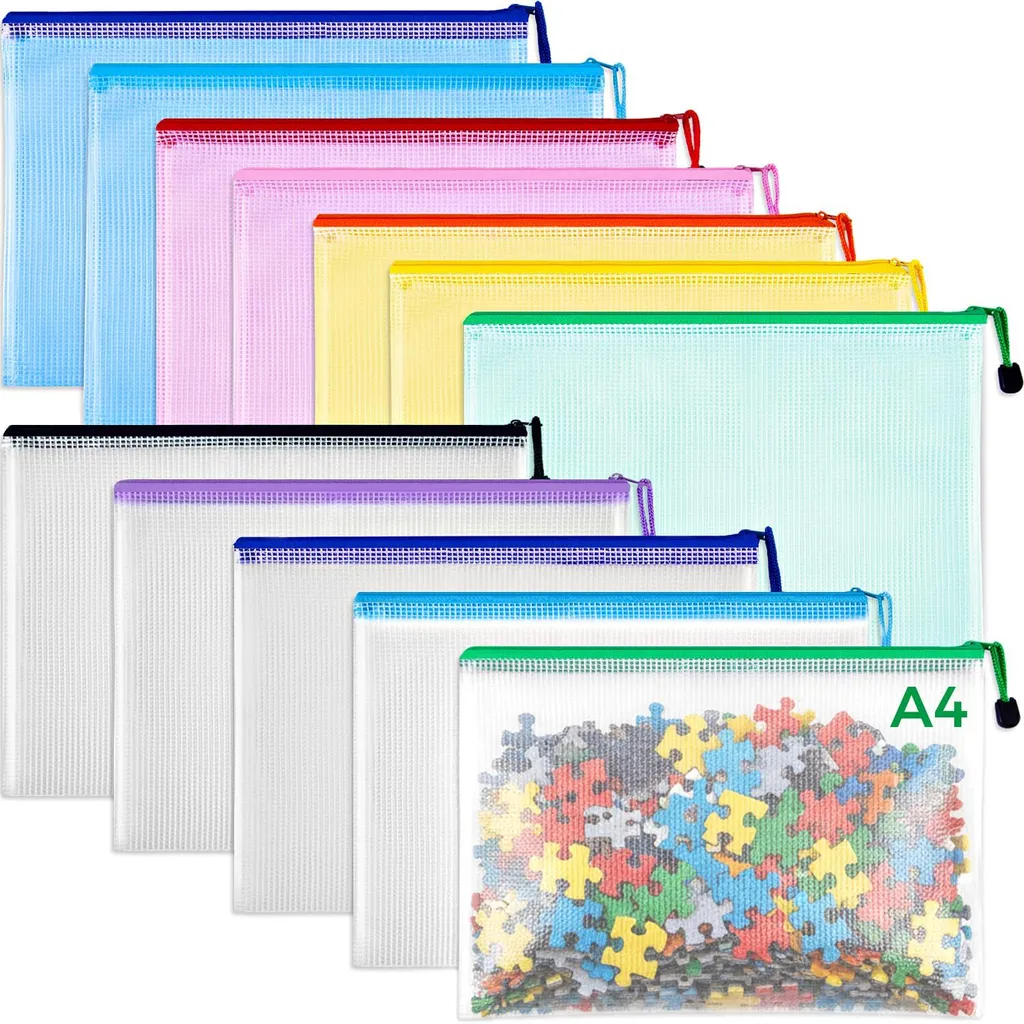 Pochette zippée A4 étanche pour accessoires de voyage et devoirs d'école