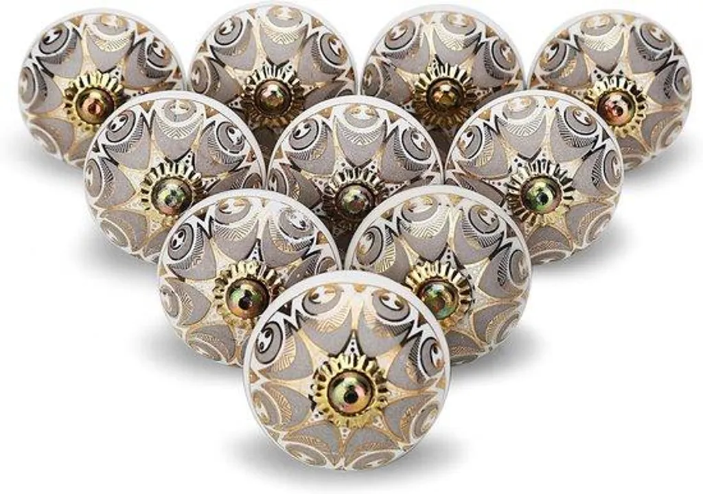 Boutons de tiroir artisanaux en céramique avec motifs bohèmes peints
