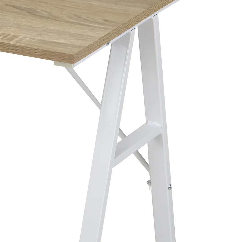 Scrivania Rebecca Mobili in fibra di legno e acciaio, bianco e beige - 5