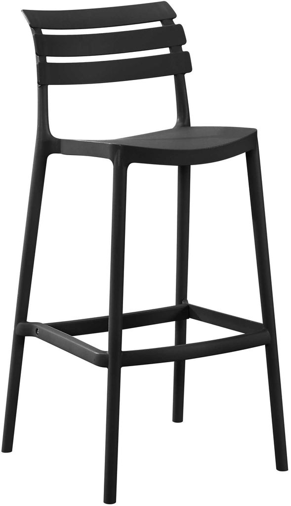 CLP Barhocker Rafan mit Lehne wetterfest UV-beständig robust bis 150 kg belastbar schwarz