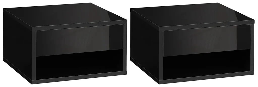 Duo tables de nuit à fixer au mur bois noir pour petite chambre 37 cm