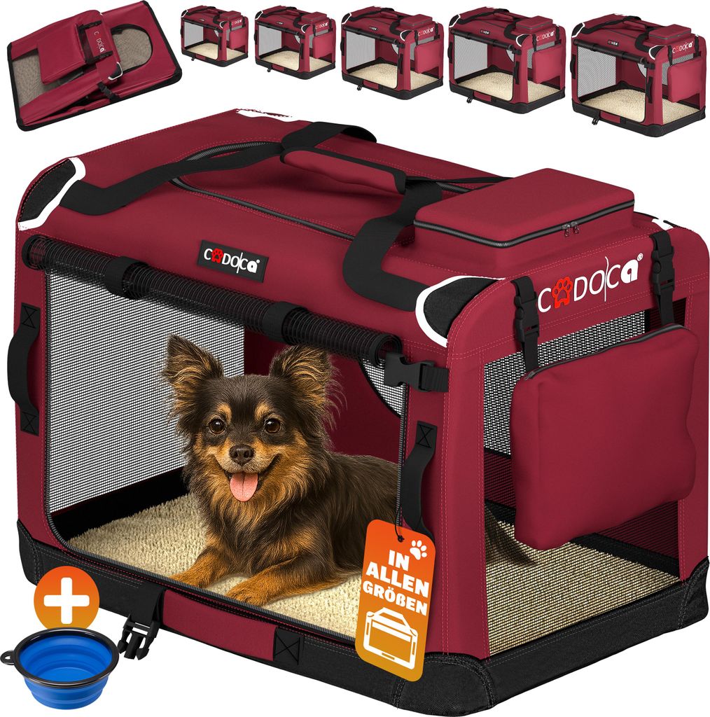 CADOCA® Cage de transport S Rouge pour animaux chien chat Image du produit 