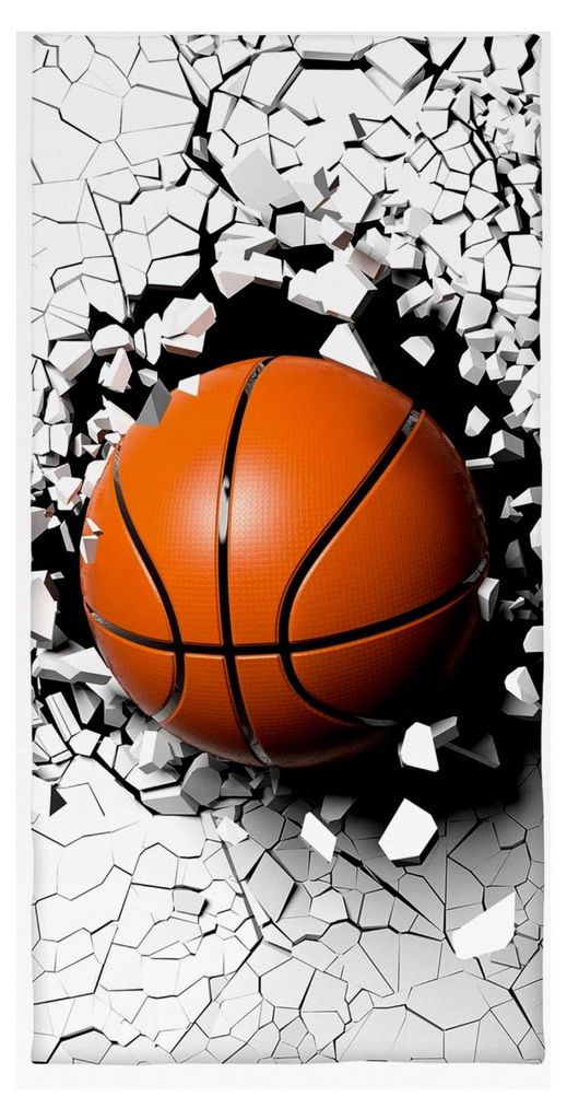 Badetuch Young Collection, Basketball 3D Effekt, 75 x 150 cm, 100% Baumwolle/Velours, Mehrfarbig