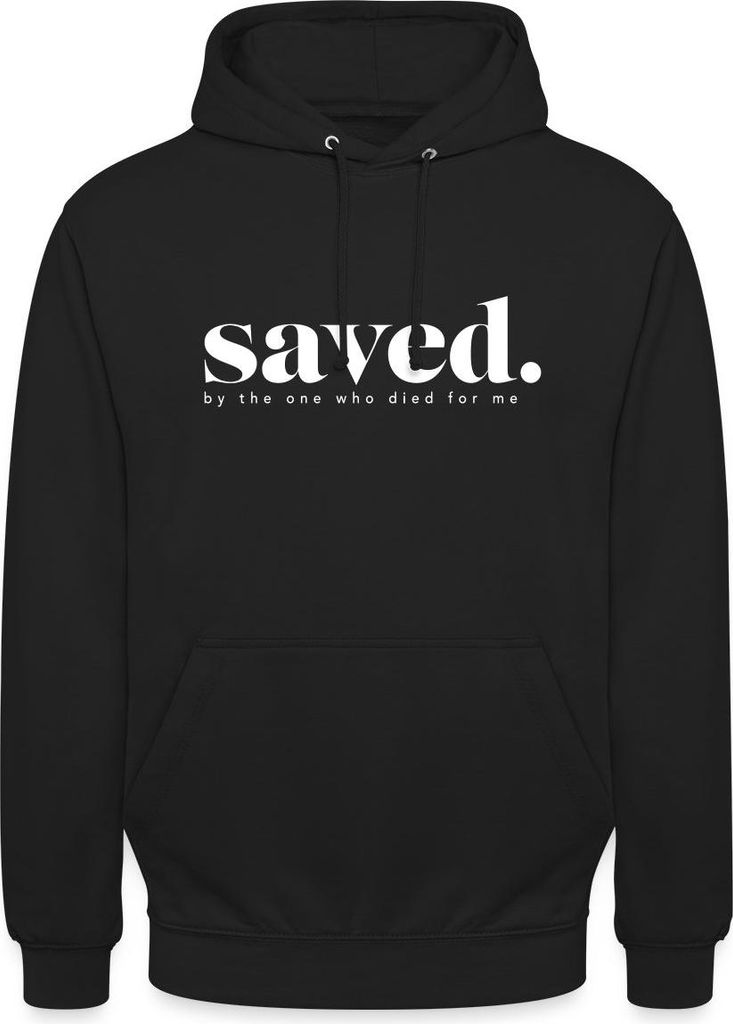 Spreadshirt Saved By Jesus Gott Religion Christus Christ Uni Hoodie, M, Schwarz