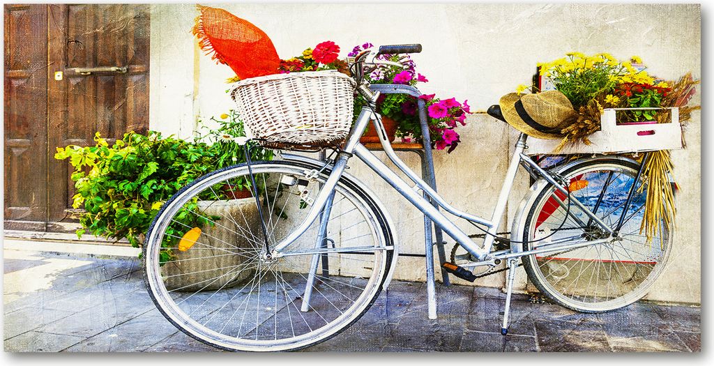 Tulup Leinwandbild -100x50 cm - Wandkunst - Drucke auf Leinwand - Leinwanddruck - Fahrzeuge - Mehrfarbig - Weißes Fahrrad